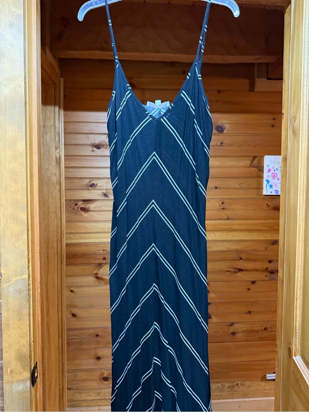 LOFT Black Maxi Dress with White Chevron Stripes